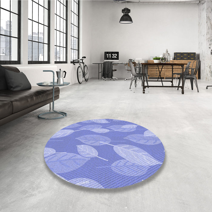 Round Patterned Light Slate Blue Rug in a Office, pat1008blu