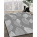 Patterned Cloud Gray Rug in Family Room, pat1008gry