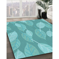 Patterned Light Sea Green Rug, pat1008lblu