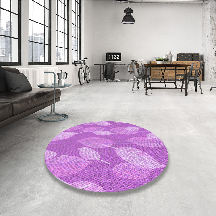Round Patterned Violet Purple Rug in a Office, pat1008pur