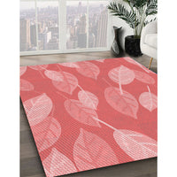 Patterned Light Coral Pink Rug, pat1008rd