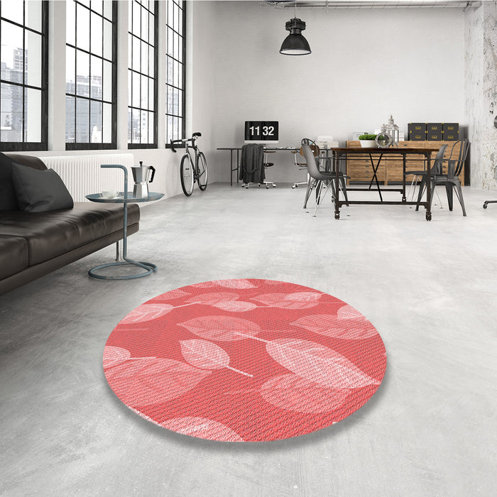 Round Patterned Light Coral Pink Rug in a Office, pat1008rd