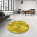 Round Patterned Dark Golden Brown Rug in a Office, pat1008yw