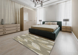Patterned Dark Green Novelty Rug in a Bedroom, pat1008