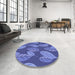 Round Patterned Sky Blue Rug in a Office, pat1009blu