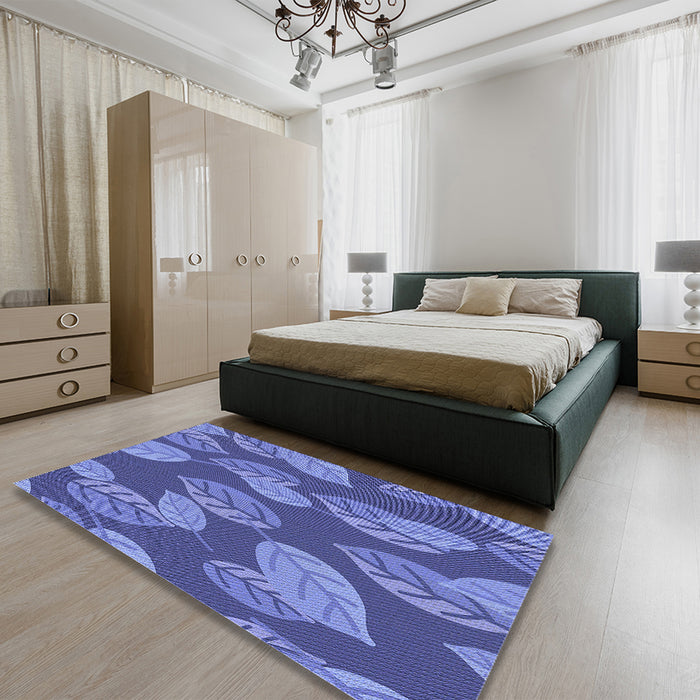 Patterned Sky Blue Rug in a Bedroom, pat1009blu