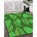 Machine Washable Transitional Green Rug in a Family Room, wshpat1009grn