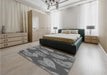 Patterned Gunmetal Gray Rug in a Bedroom, pat1009gry