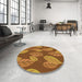 Round Patterned Mahogany Brown Rug in a Office, pat1009org