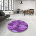 Round Patterned Purple Rug in a Office, pat1009pur