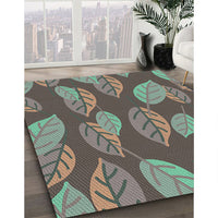 Patterned Dark Sea Green Novelty Rug, pat1009