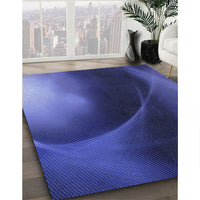 Patterned Denim Dark Blue Rug, pat101blu