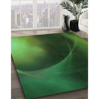 Patterned Dark Lime Green Rug, pat101grn