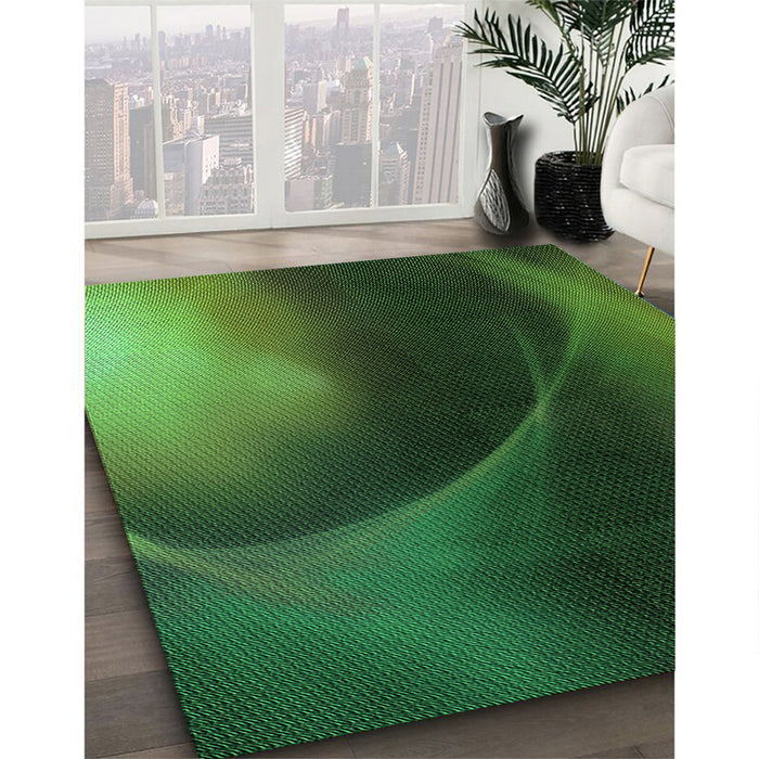 Machine Washable Transitional Dark Lime Green Rug in a Family Room, wshpat101grn