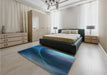 Patterned Blue Ivy Blue Rug in a Bedroom, pat101lblu