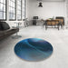 Round Patterned Blue Ivy Blue Rug in a Office, pat101lblu