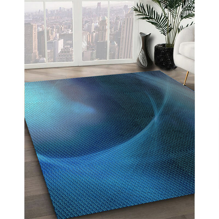 Machine Washable Transitional Blue Ivy Blue Rug in a Family Room, wshpat101lblu
