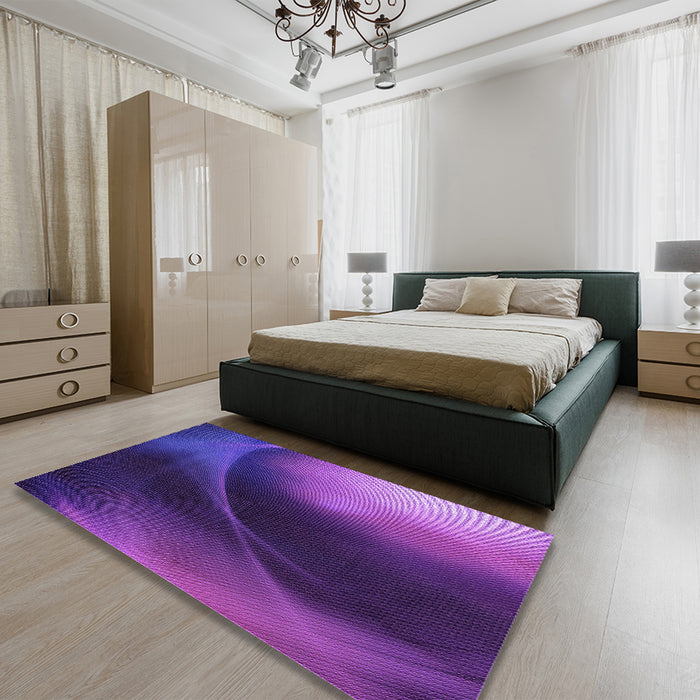 Patterned Bright Purple Rug in a Bedroom, pat101pur