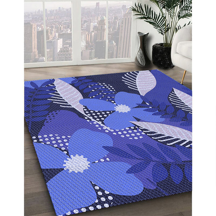 Machine Washable Transitional Sky Blue Rug in a Family Room, wshpat1010blu