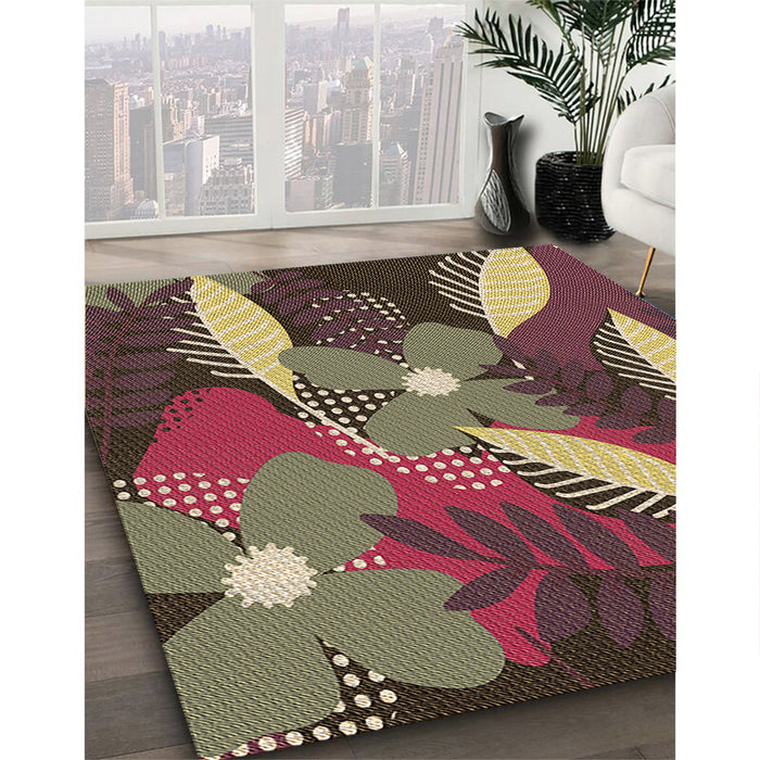 Machine Washable Transitional Brass Green Rug in a Family Room, wshpat1010brn