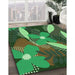 Machine Washable Transitional Dark Forest Green Rug in a Family Room, wshpat1010grn