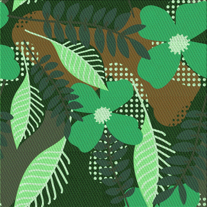 Round Patterned Dark Forest Green Rug, pat1010grn