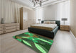 Patterned Dark Forest Green Rug in a Bedroom, pat1010grn