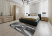 Patterned Black Rug in a Bedroom, pat1010gry