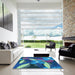 Machine Washable Transitional Blue Rug in a Kitchen, wshpat1010lblu