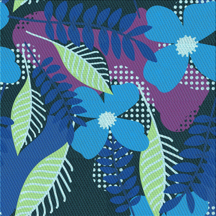 Round Patterned Blue Rug, pat1010lblu