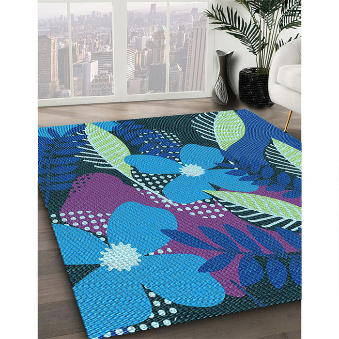 Machine Washable Transitional Blue Rug in a Family Room, wshpat1010lblu