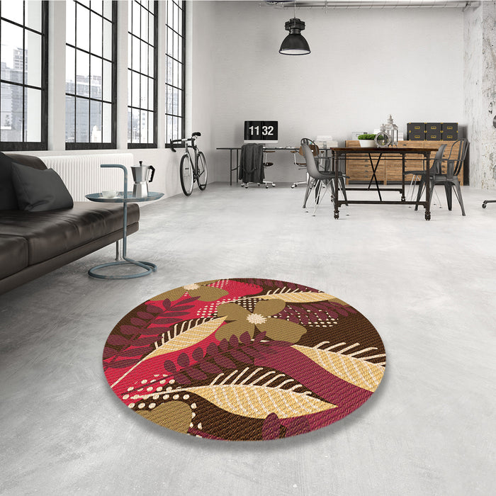 Round Patterned Bronze Brown Rug in a Office, pat1010org