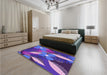 Patterned Bright Purple Rug in a Bedroom, pat1010pur