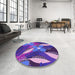 Round Patterned Bright Purple Rug in a Office, pat1010pur