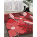 Patterned Red Rug in Family Room, pat1010rd