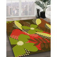 Patterned Saffron Red Rug, pat1010yw