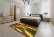 Patterned Saffron Red Rug in a Bedroom, pat1010yw