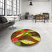 Round Patterned Saffron Red Rug in a Office, pat1010yw