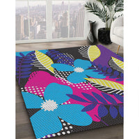 Patterned Blue Novelty Rug, pat1010