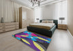 Patterned Blue Novelty Rug in a Bedroom, pat1010