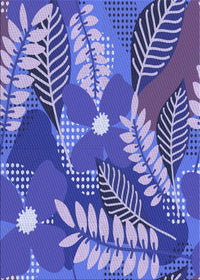 Machine Washable Transitional Purple Mimosa Purple Rug, wshpat1011blu