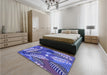 Patterned Purple Mimosa Purple Rug in a Bedroom, pat1011blu