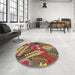 Round Patterned Brown Rug in a Office, pat1011brn