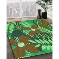 Patterned Army Green Rug, pat1011grn