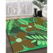 Patterned Army Green Rug in Family Room, pat1011grn