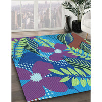 Patterned Mint Green Rug, pat1011lblu