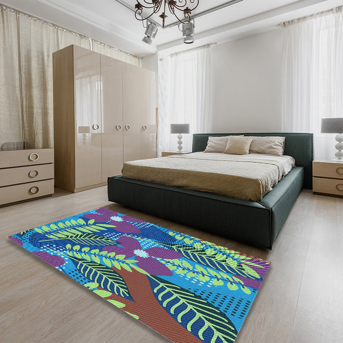 Patterned Mint Green Rug in a Bedroom, pat1011lblu