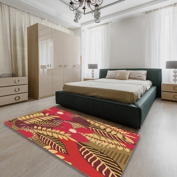 Patterned Yellow Rug in a Bedroom, pat1011org