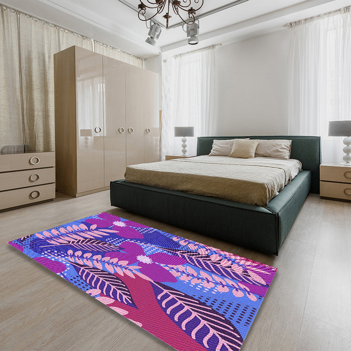 Patterned Purple Rug in a Bedroom, pat1011pur