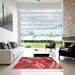 Square Patterned Red Rug in a Living Room, pat1011rd